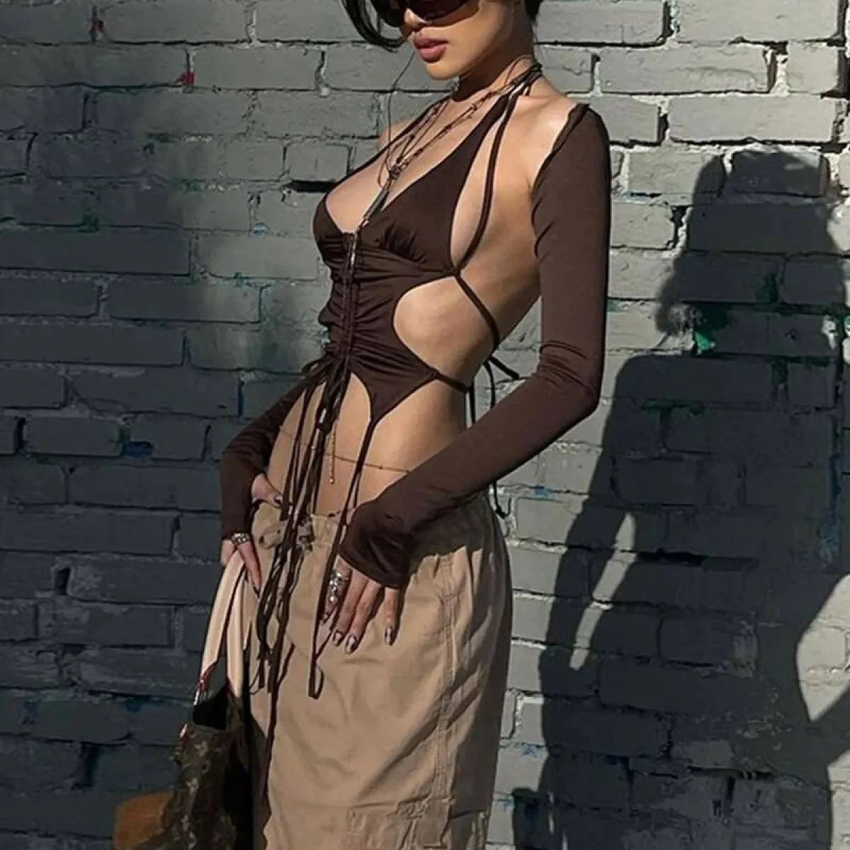 Backless Long Sleeve Crop Tops - Image 19