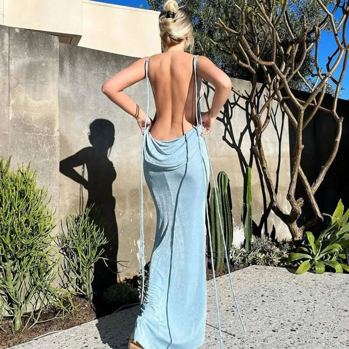 Lace Up Backless Dress - Image 14