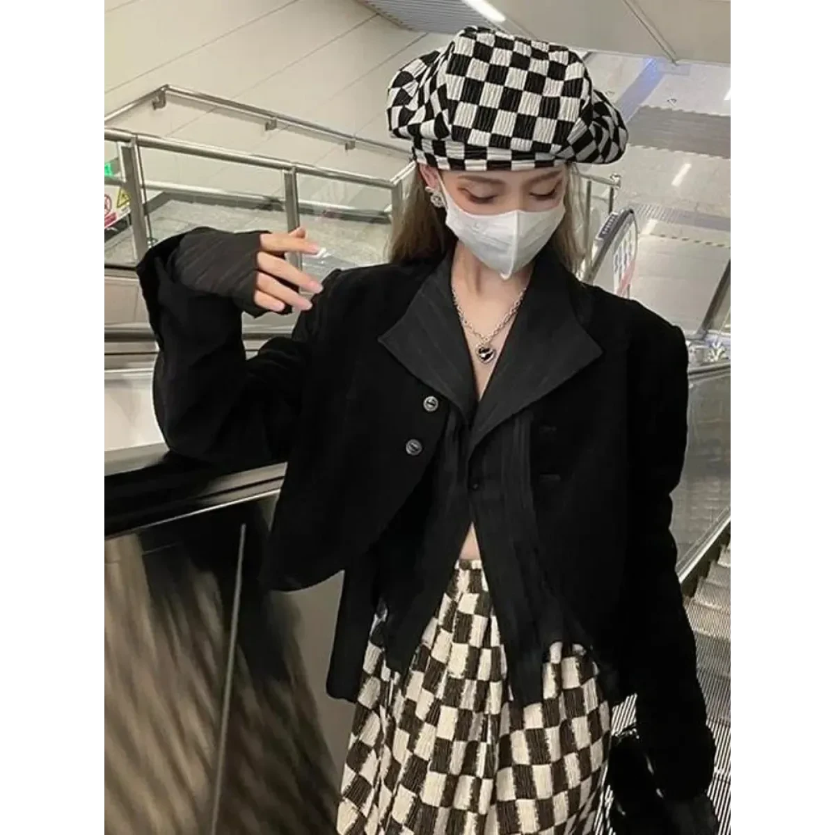 Black Pleated Gothic Harajuku Blouse – Button-Up Long Sleeve - Image 4