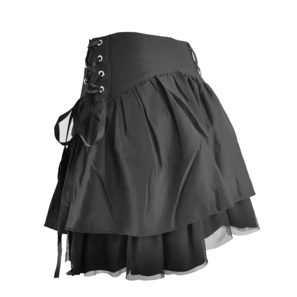 Black Retro Kawaii Skirt – Sweet Korean Streetwear Mini Skirt - Image 4