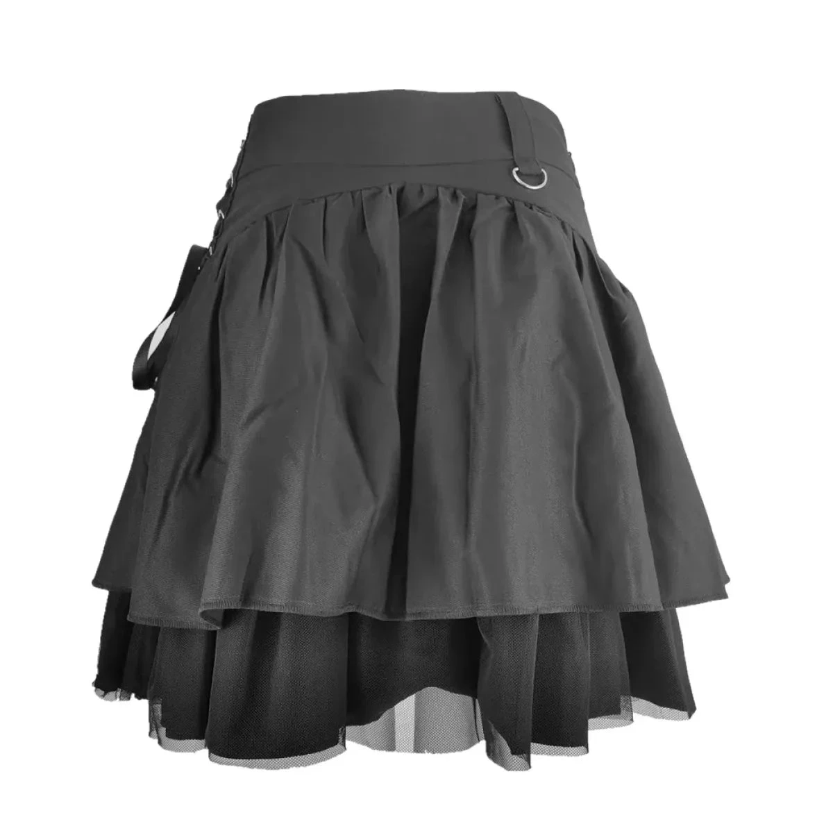 Black Retro Kawaii Skirt – Sweet Korean Streetwear Mini Skirt - Image 5