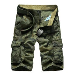 Military Camouflage Denim Cargo Shorts