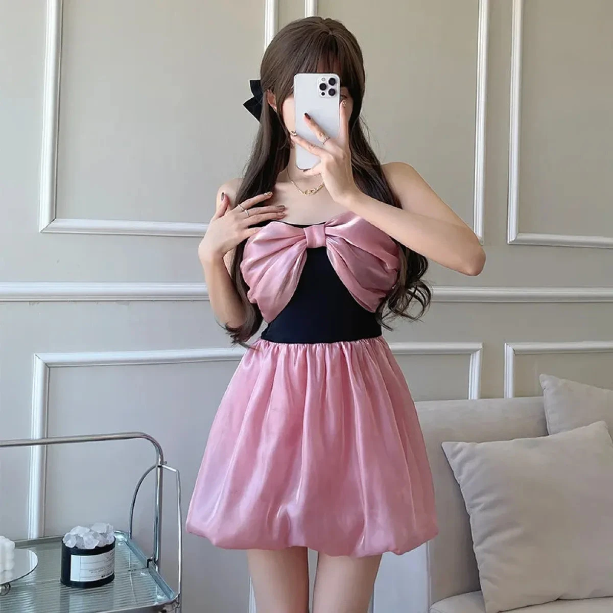 Bow Patchwork Korean Swimsuit – Sweet Padded One Piece