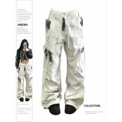 Y2K Vintage White Cargo Jeans - High Waist