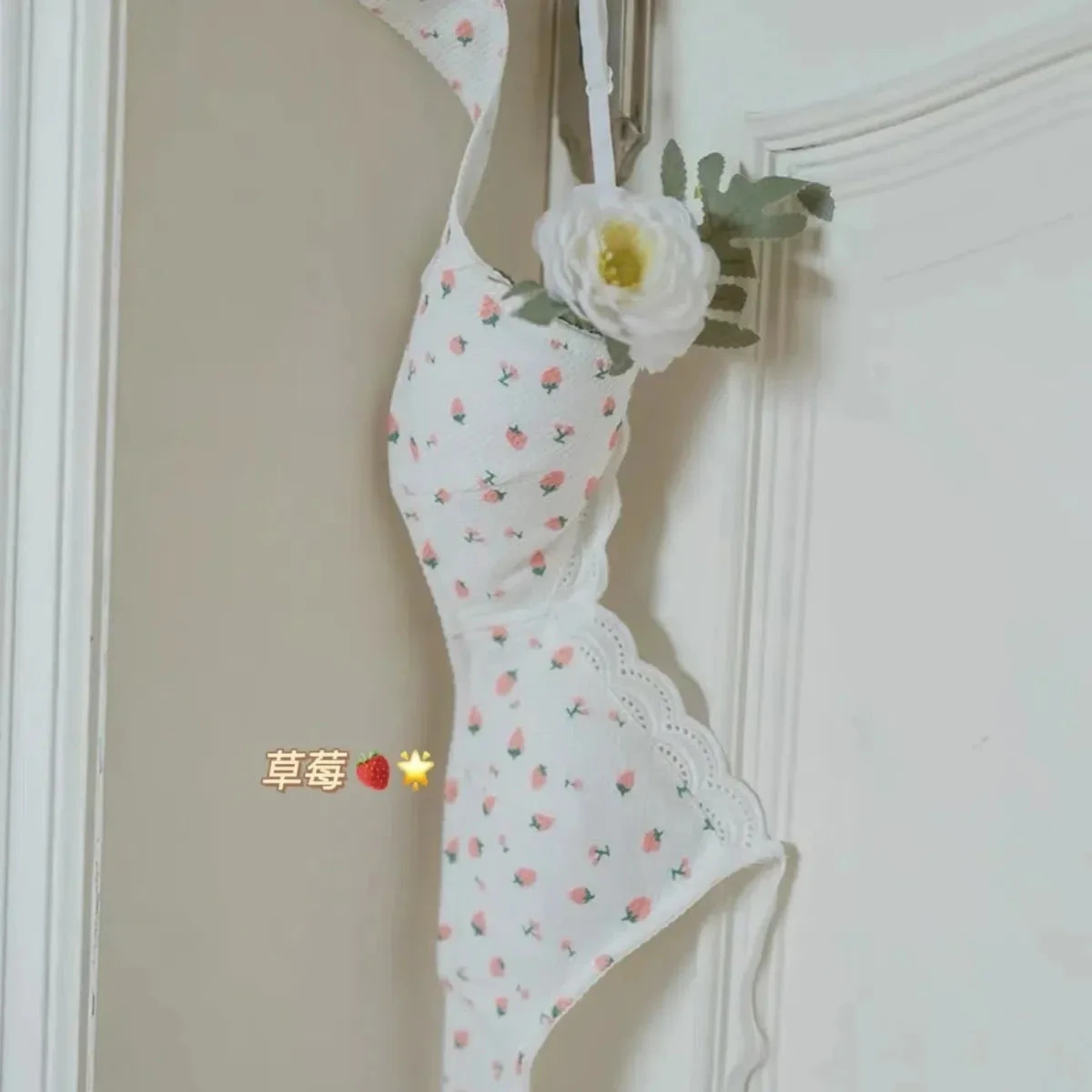 Cherry Print Lace Bra – Seamless Wire-Free Breathable Lingerie - Image 5