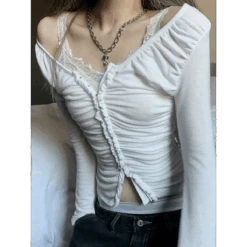 Coquette Ruched T-shirt With Hooks