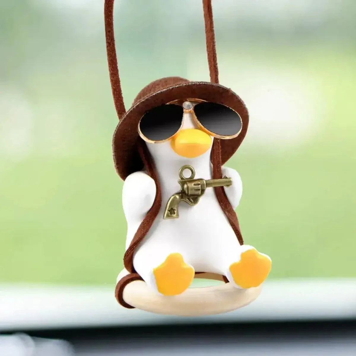 Cute Anime Cowboy Duck Car Pendant - Image 2