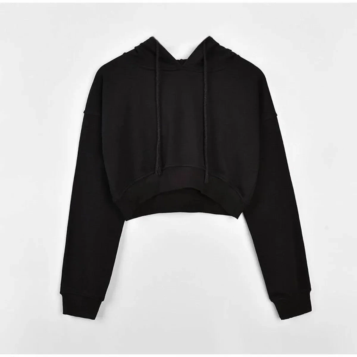 Solid Color Cropped Hoodie - Image 10