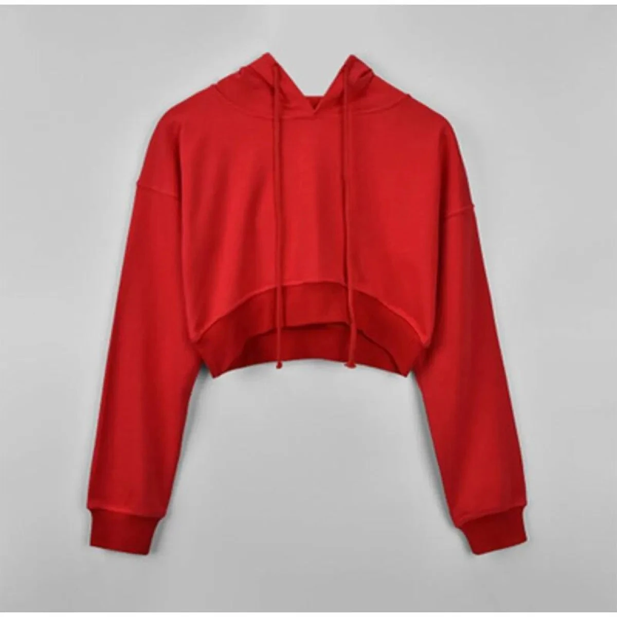 Solid Color Cropped Hoodie - Image 11