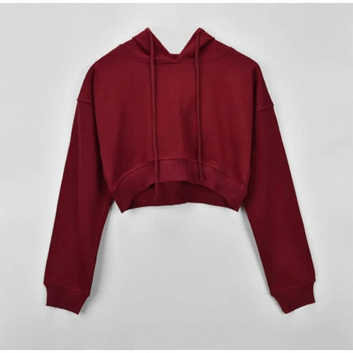 Solid Color Cropped Hoodie - Image 13