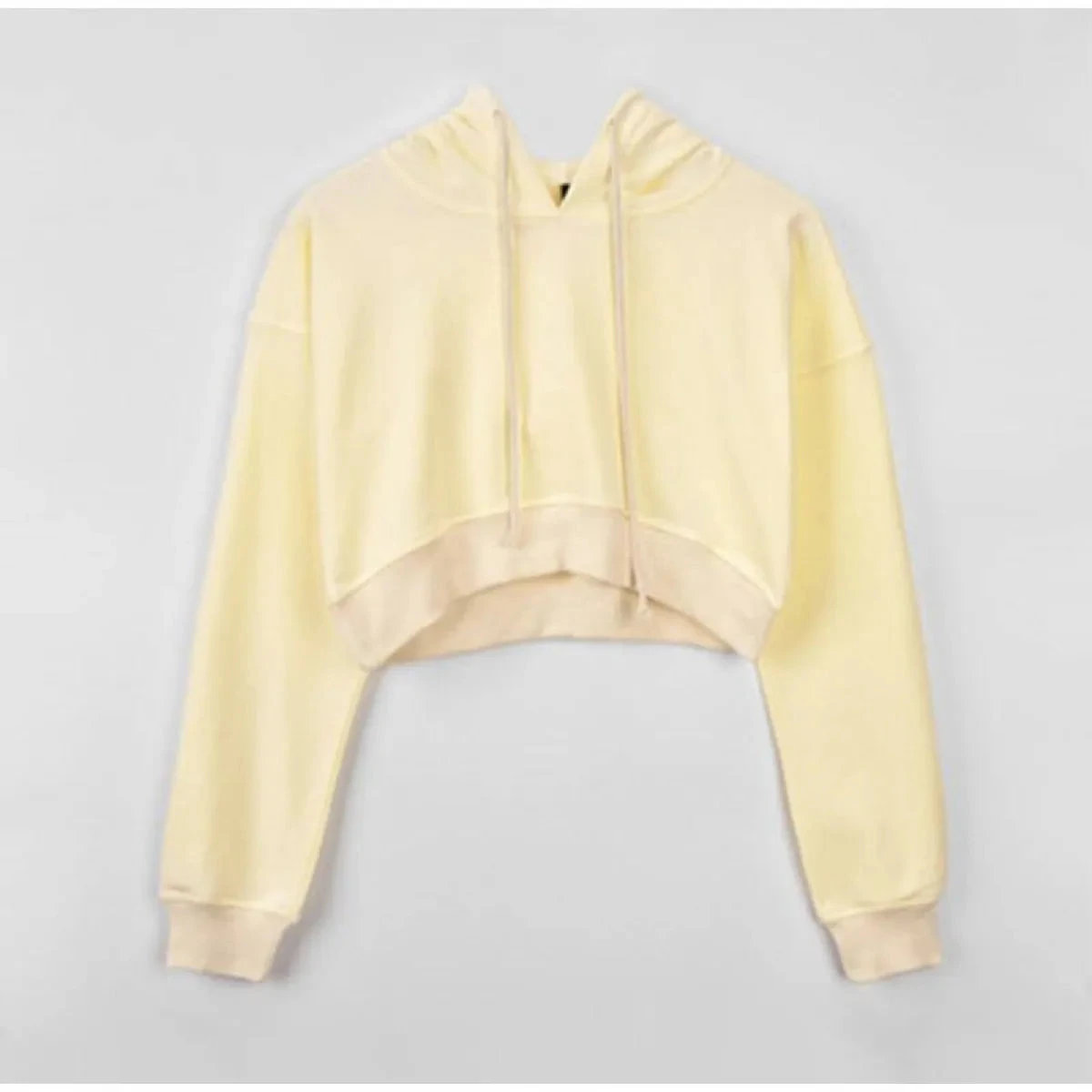 Solid Color Cropped Hoodie - Image 15
