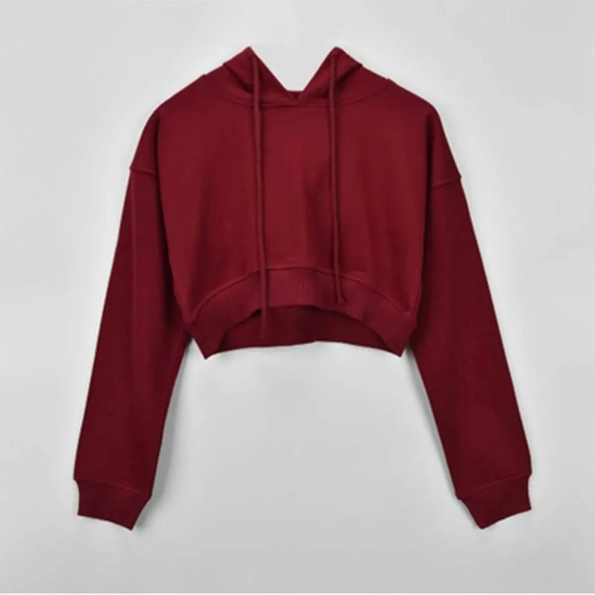 Solid Color Cropped Hoodie - Image 17