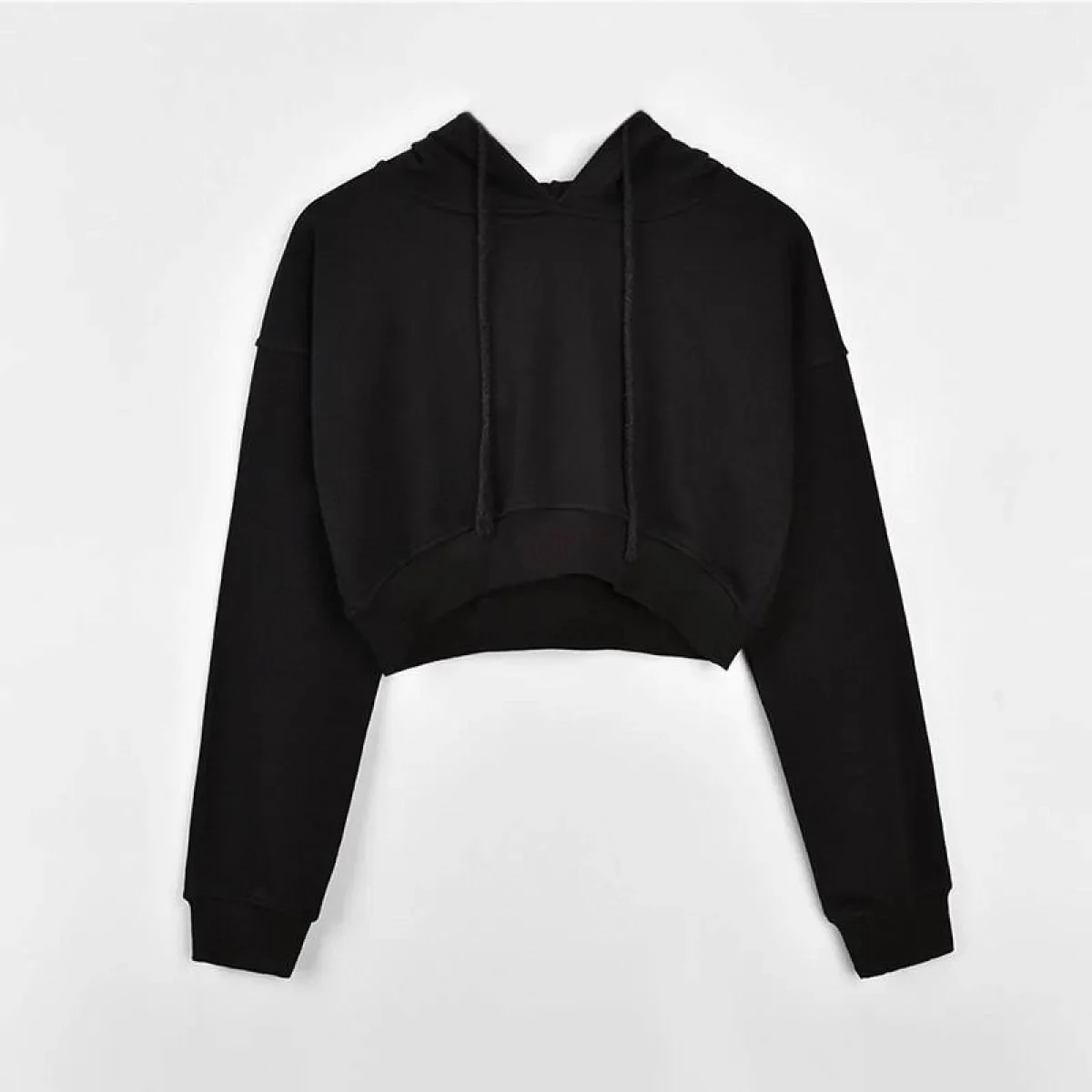 Solid Color Cropped Hoodie - Image 20
