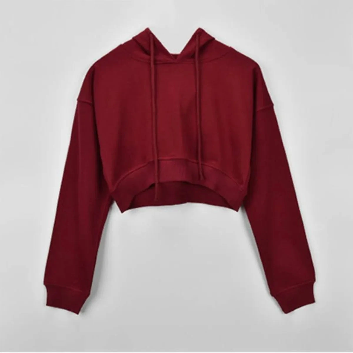 Solid Color Cropped Hoodie - Image 5