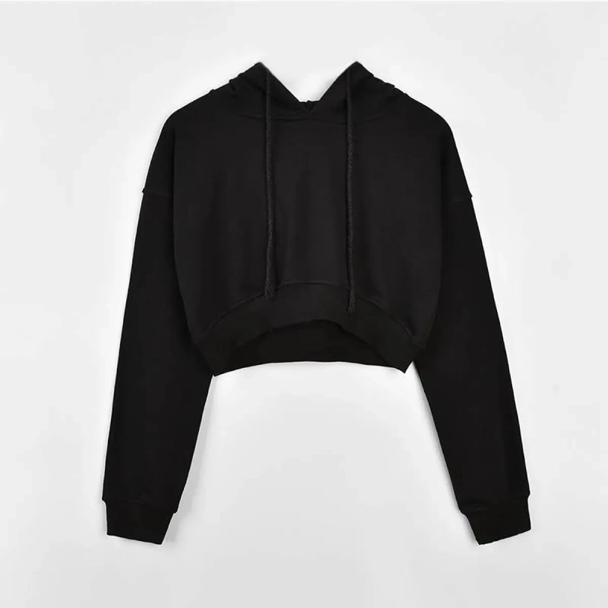 Solid Color Cropped Hoodie - Image 6