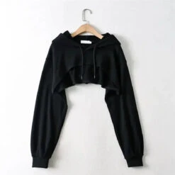 Cropped Hoodie With Raw Hem