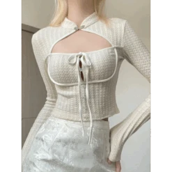 Elegant Button Crop Top