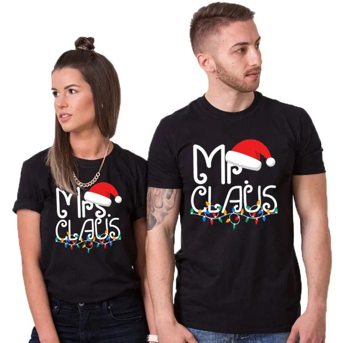 Mr. Claus Christmas T-Shirt - Festive Holiday Lights Graphic Tee - Image 2