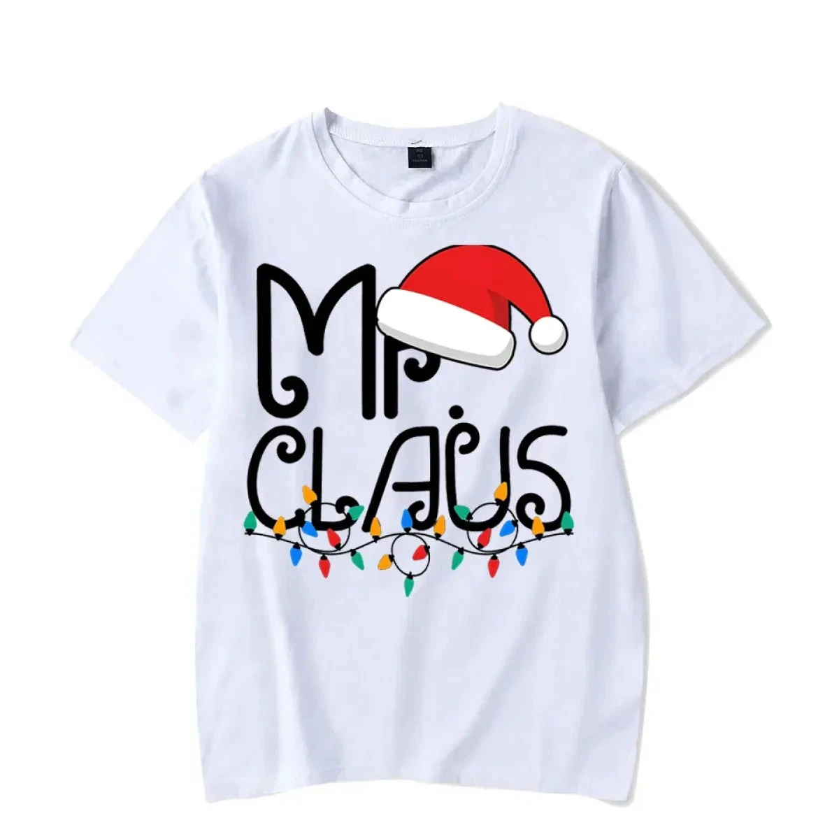 Mr. Claus Christmas T-Shirt - Festive Holiday Lights Graphic Tee - Image 3