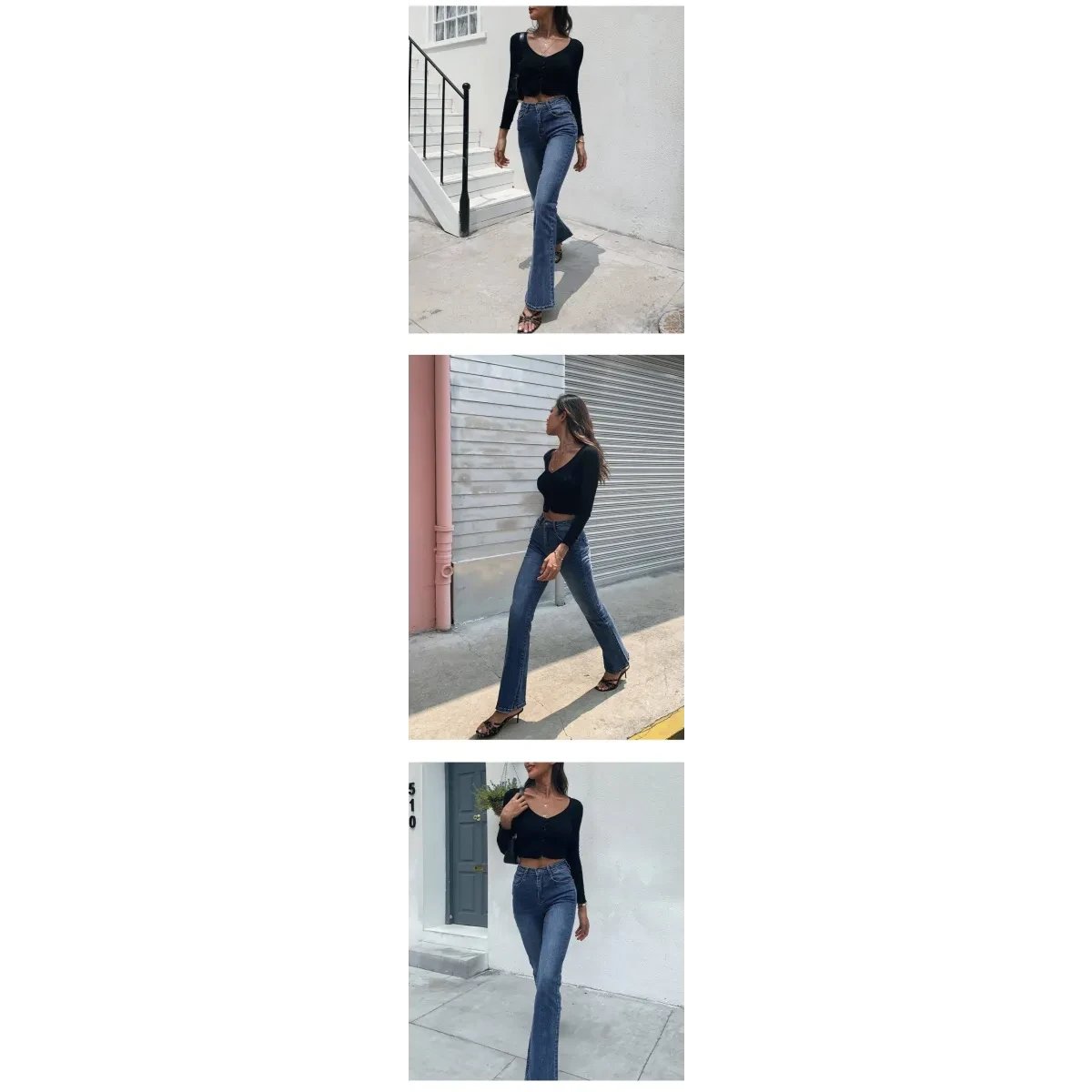 Flared High Waist Skinny Jeans - Image 11