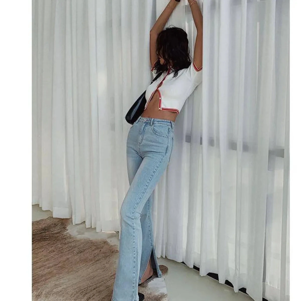 Flared High Waist Skinny Jeans - Image 3