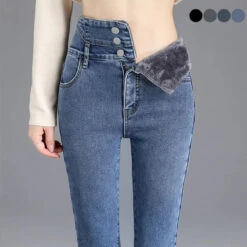 Thick Fleece High-waist Skinny Jeans