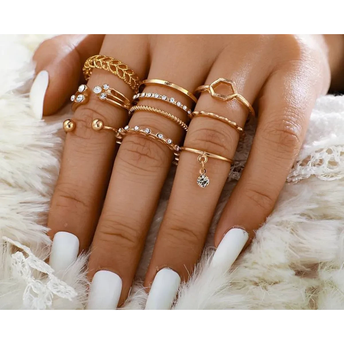 Geometric Patterned Rings Set - Image 2