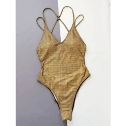 Glitter Sequin One-Piece Swimsuit – Crisscross Back Swimwear