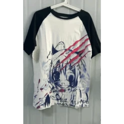 Black & White Gothic Anime T-Shirt – Harajuku Y2K Graphic Top
