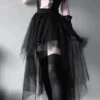 Gothic Harajuku Irregular Tulle Skirt – Y2K High Waist Layered Skirt