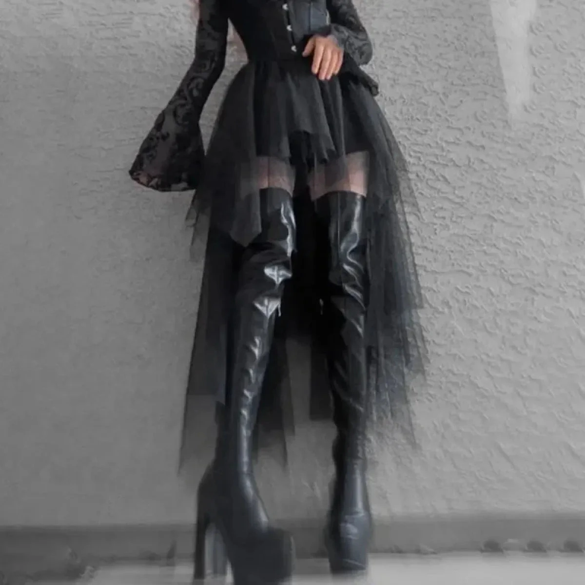 Gothic Harajuku Irregular Tulle Skirt – Y2K High Waist Layered Skirt - Image 4