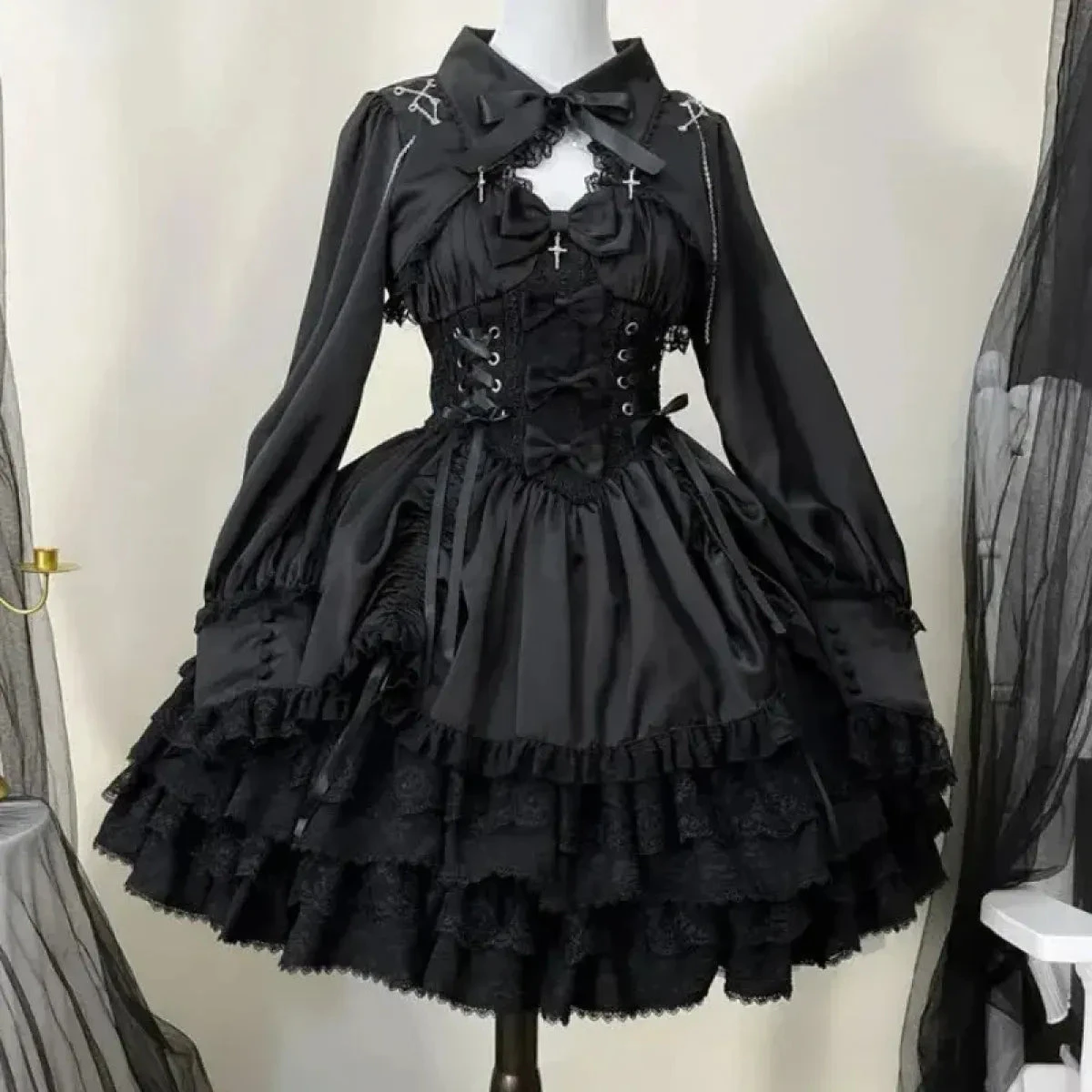Gothic Victorian Lolita Dress - Punk Lace & Bow