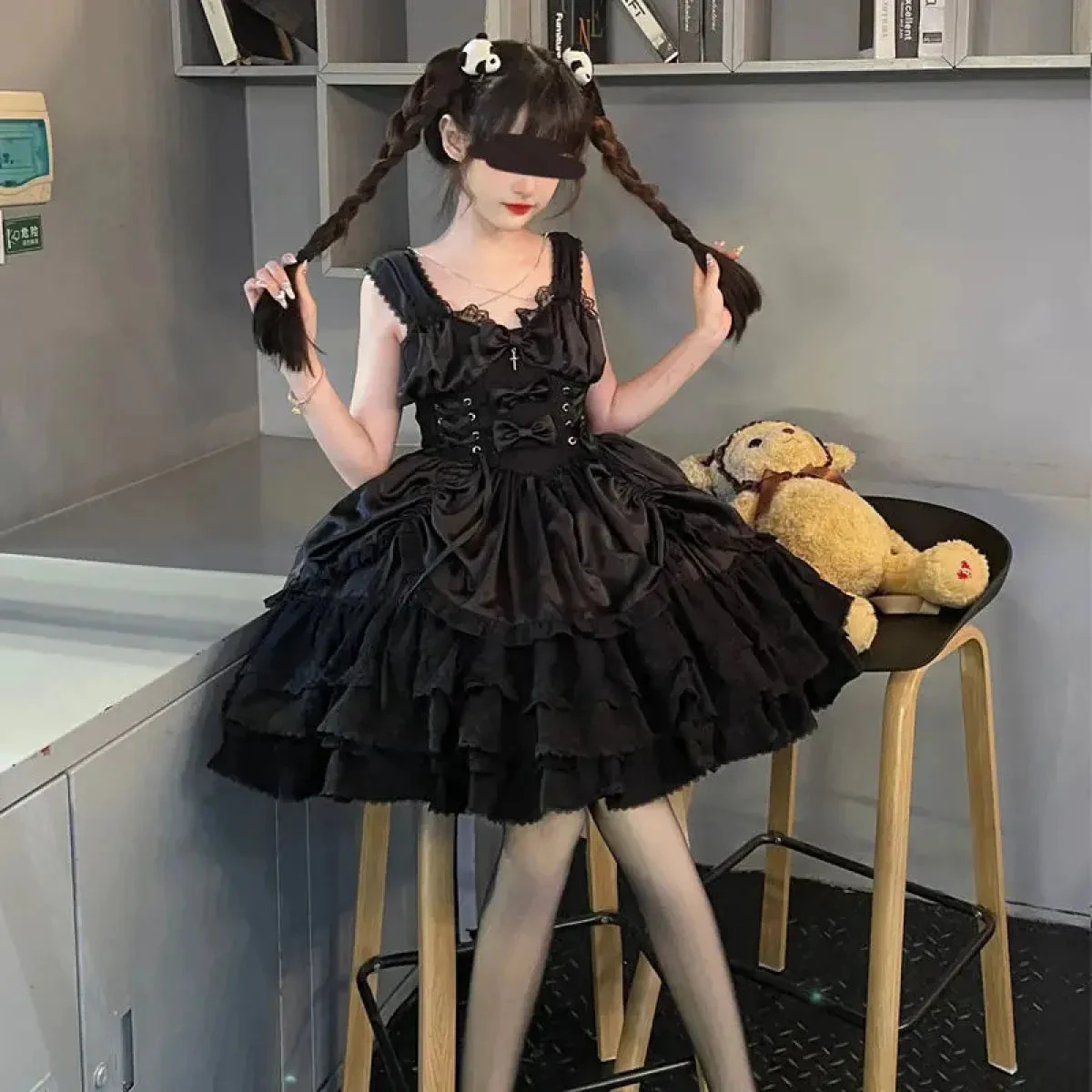 Gothic Victorian Lolita Dress - Punk Lace & Bow - Image 11