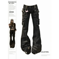 Grunge Harajuku Y2K Cargo Jeans – Cyberpunk Gyaru Pants