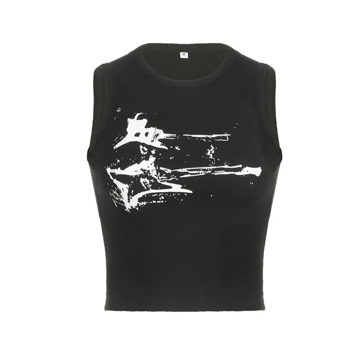 Guitar Print Tank Top - Ribbed Grunge Crop Top - Image 5