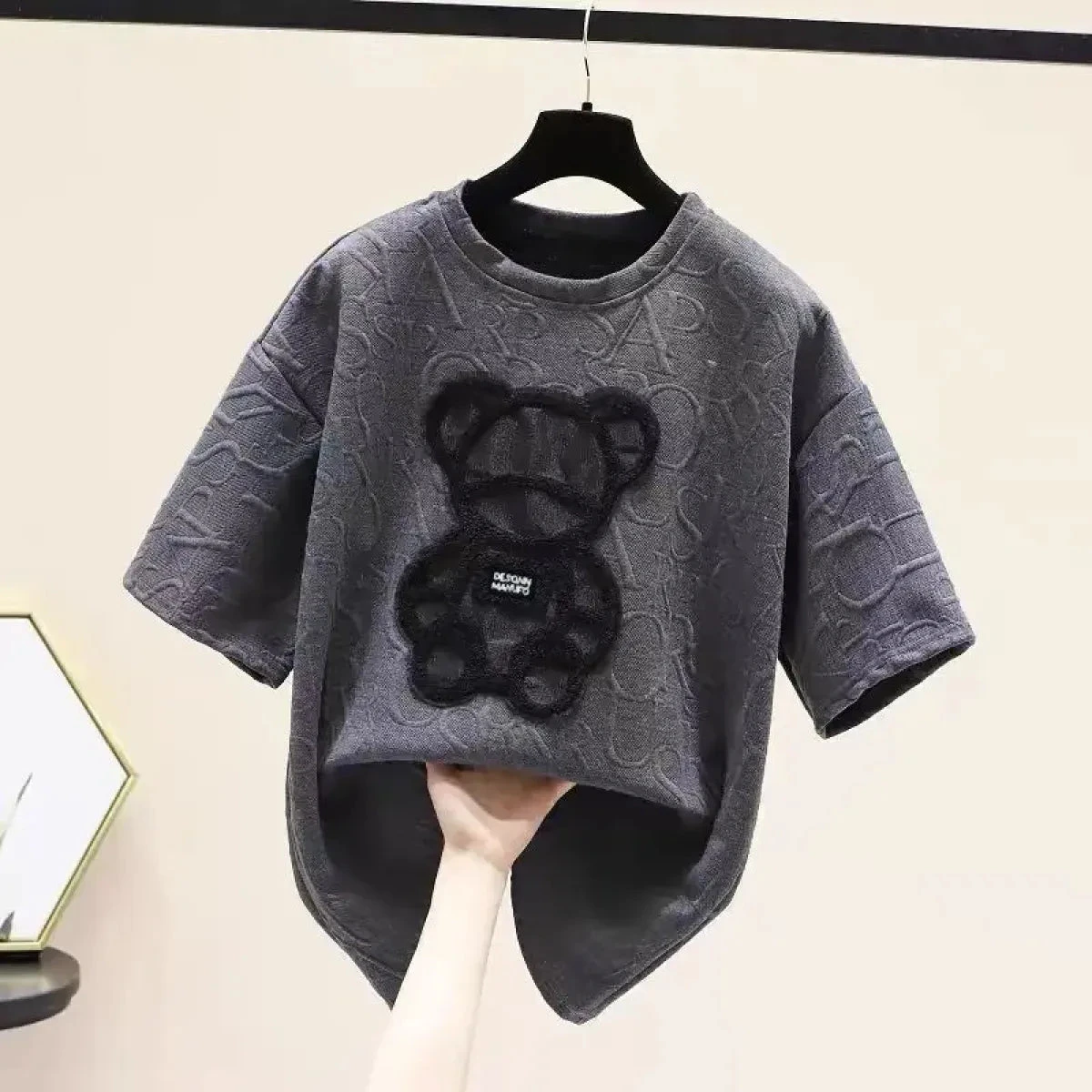 Harajuku Bear Jacquard T-shirt - Plus Size Loose Summer Tee - Image 4