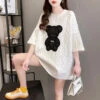 Harajuku Bear Jacquard T-shirt - Plus Size Loose Summer Tee