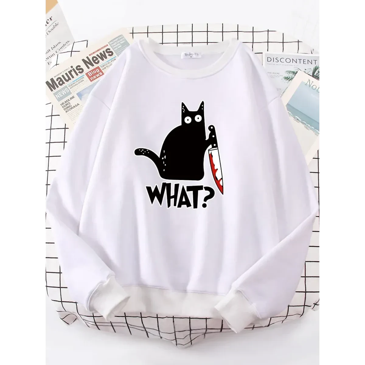 Kitty Say "What?" Sweatshirt - Harajuku Casual Hoody - Image 13