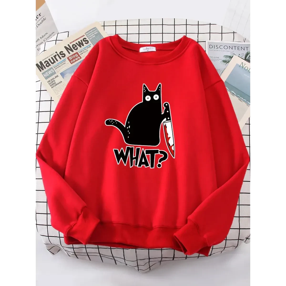 Kitty Say "What?" Sweatshirt - Harajuku Casual Hoody - Image 3