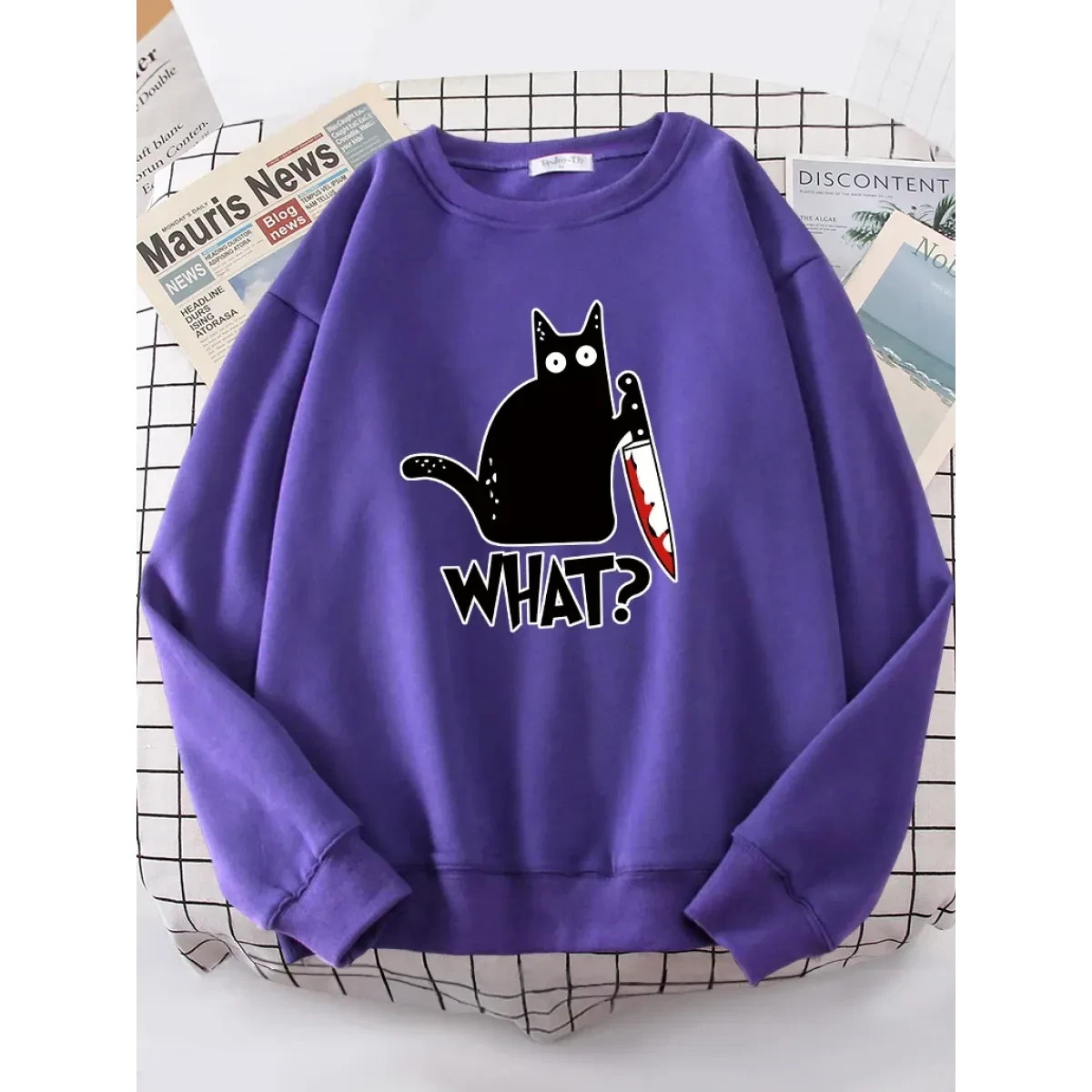 Kitty Say "What?" Sweatshirt - Harajuku Casual Hoody - Image 4