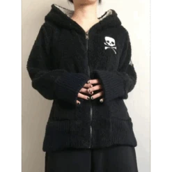 Harajuku Grunge Skull Zip Hoodie
