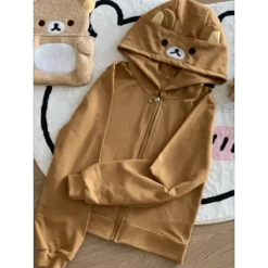 Kawaii Bear Hoodie - Harajuku Y2K Zipper Sweatshirt For Women