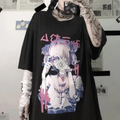 Heart Love Anime Oversized Tee