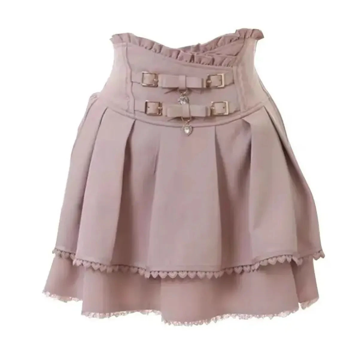 High Waist Lolita Mini Skirt – Sweet Lace & Bow Details - Image 13