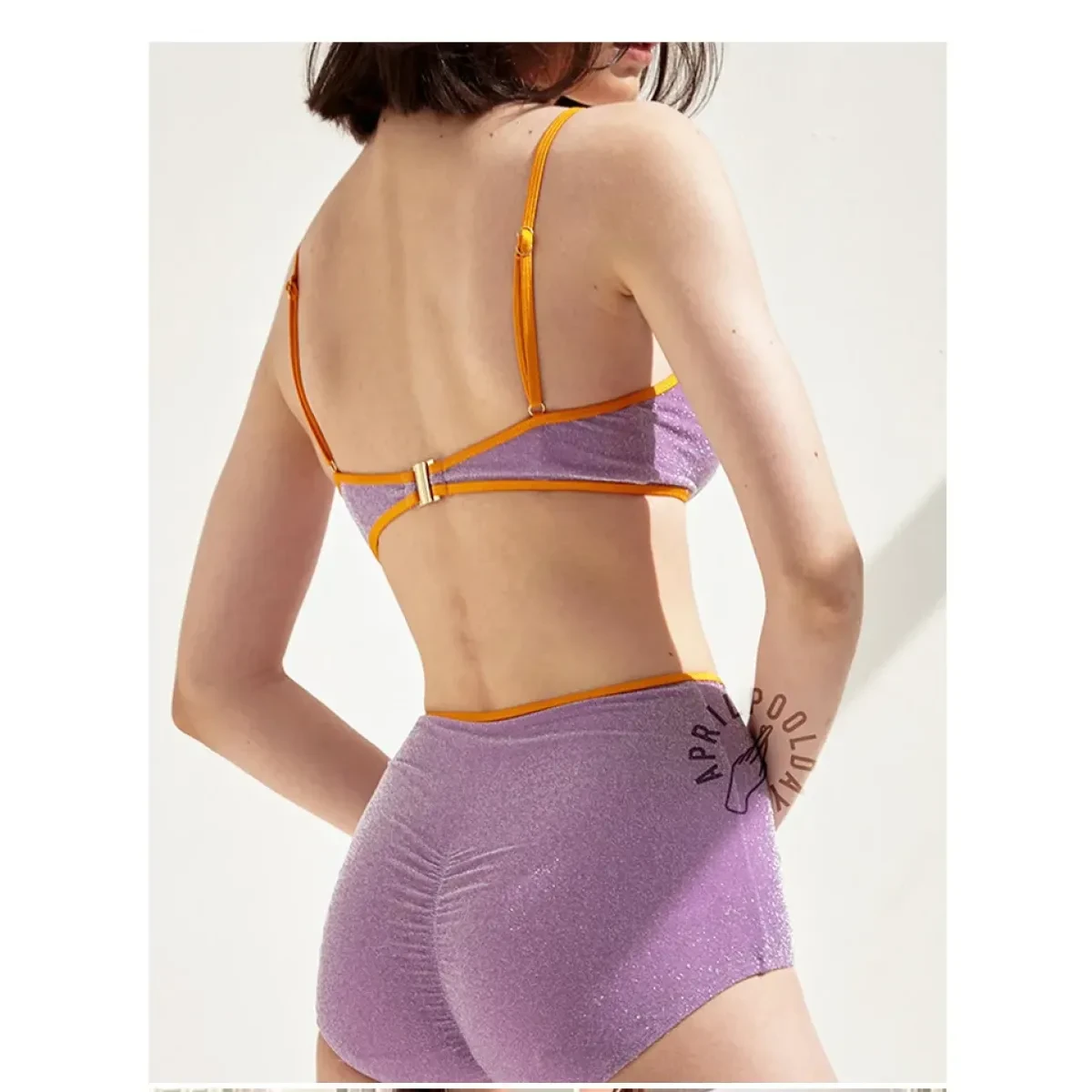 Glitter Bikini Set – High Waist Shiny Contrast Trim Beachwear - Image 18