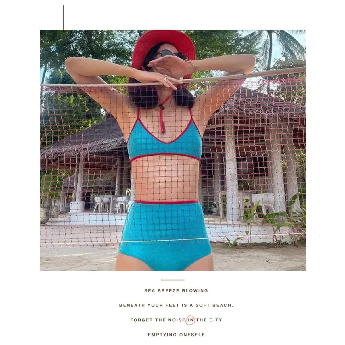 Glitter Bikini Set – High Waist Shiny Contrast Trim Beachwear - Image 6