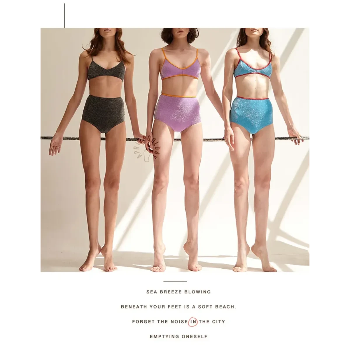 Glitter Bikini Set – High Waist Shiny Contrast Trim Beachwear - Image 17