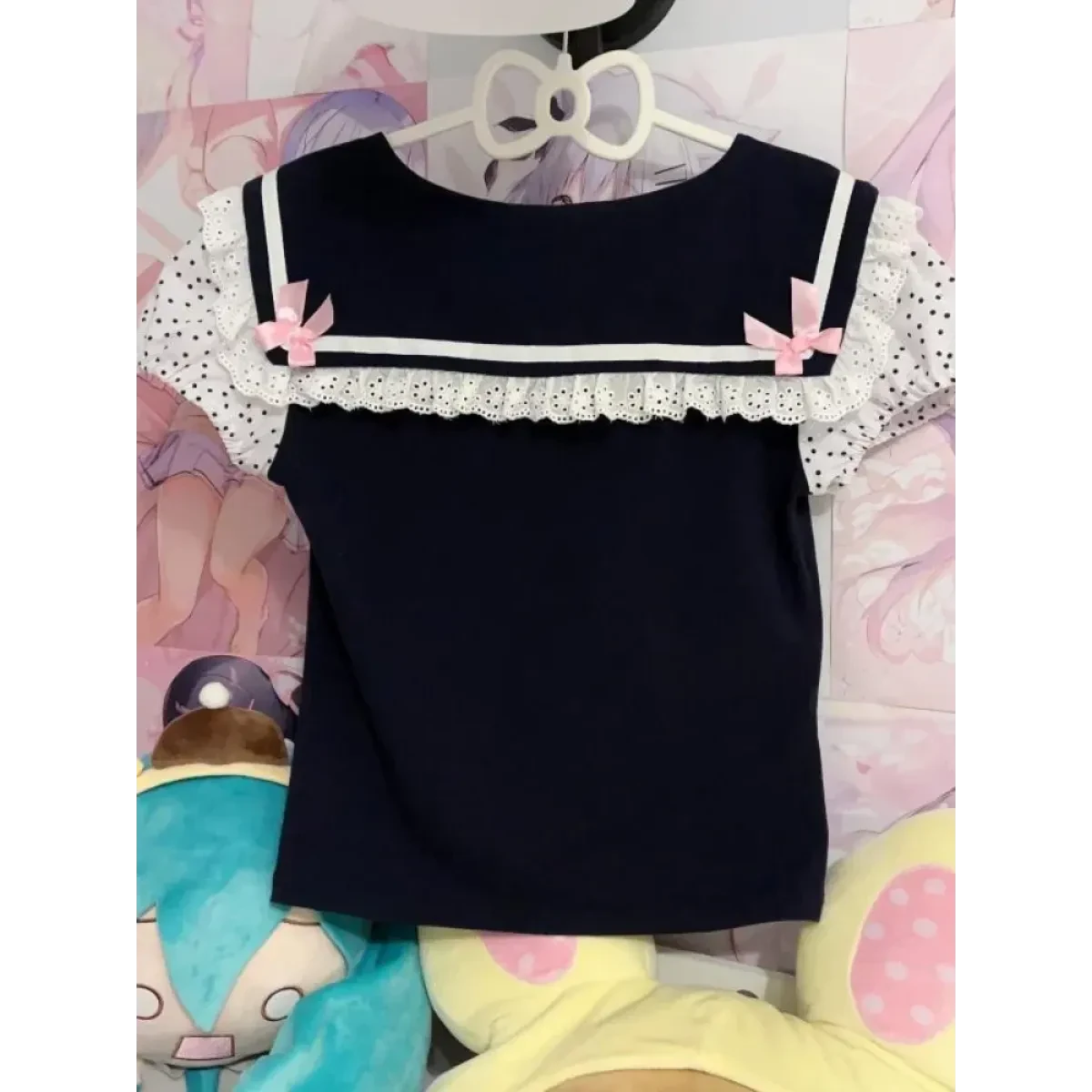 Y2K Lace T-shirt - Kawaii Cartoon Embroidery Graphic Tee - Image 2