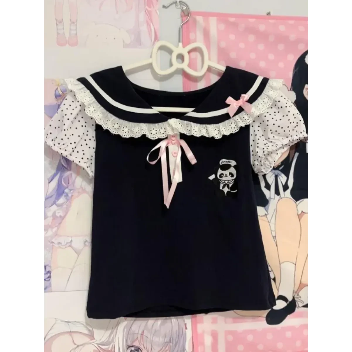 Y2K Lace T-shirt - Kawaii Cartoon Embroidery Graphic Tee - Image 4