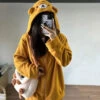 Kawaii Zip-Up Hoodie - Oversized Cute Bear Sweatshirt For Women